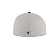 Load image into Gallery viewer, Milwaukee Brewers New Era MLB 59FIFTY 5950 Fitted Cap Hat Stone Crown Navy Blue Visor Metallic Gold Script/Text Logo M State Map Side Patch