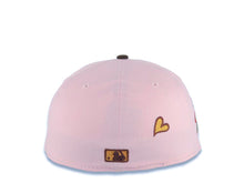 Load image into Gallery viewer, San Diego Padres New Era MLB 59FIFTY 5950 Fitted Cap Hat Pink Crown Brown Visor Metallic Gold/Brown Logo with Rose Side Patch Gray UV