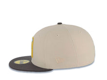 Load image into Gallery viewer, Mexico New Era 59FIFTY 5950 Fitted Cap Hat Stone Crown Dark Gray Visor White/Metallic Royal Blue/Metallic Gold Logo Mexico Flag Side Patch Gray UV