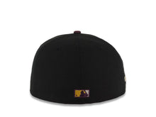 Load image into Gallery viewer, San Diego Padres New Era MLB 59FIFTY 5950 Fitted Cap Hat Black Crown Maroon Visor Maroon/Metallic Silver/Gold P Logo Petco Park Side Patch Gray UV