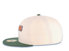 Load image into Gallery viewer, San Diego Padres New Era MLB 59FIFTY 5950 Fitted Cap Hat Cream Crown Green Visor Metallic Brown/White/Navy Blue Script Logo 1998 World Series Side Patch