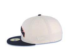 Load image into Gallery viewer, San Diego Padres New Era MLB 59FIFTY 5950 Fitted Cap Hat Cream Crown Navy Blue Visor Navy/Orange Arch Text/Script Logo 1992 All-Star Game Side Patch
