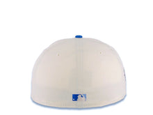 Load image into Gallery viewer, San Diego Padres New Era MLB 59FIFTY 5950 Fitted Cap Hat Cream Crown Royal Blue Visor Metallic Black Logo 1998 World Series Side Patch Sky Blue UV