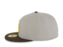 Load image into Gallery viewer, Mexico New Era WBC 59FIFTY 5950 Fitted Cap Hat Gray Crown Brown Visor Pink/Metallic Gold/Glow White Logo Mexico Flag Side Patch Pink UV