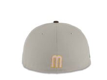 Load image into Gallery viewer, Mexico New Era WBC 59FIFTY 5950 Fitted Cap Hat Gray Crown Brown Visor Pink/Metallic Gold/Glow White Logo Mexico Flag Side Patch Pink UV