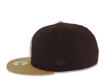 Load image into Gallery viewer, San Diego Padres New Era MLB 59FIFTY 5950 Fitted Cap Hat Brown Crown Wheat Visor Khaki/Metallic Brown Gradient Logo Petco Park Stadium Side Patch