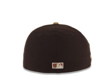 Load image into Gallery viewer, San Diego Padres New Era MLB 59FIFTY 5950 Fitted Cap Hat Brown Crown Wheat Visor Khaki/Metallic Brown Gradient Logo Petco Park Stadium Side Patch
