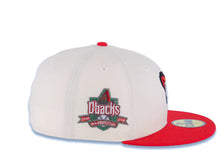 Load image into Gallery viewer, Arizona Diamondbacks New Era MLB 59FIFTY 5950 Fitted Cap Hat Cream Crown Red Visor Metallic Red/White Logo 10th Anniversary Side Patch Green UV