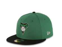 Load image into Gallery viewer, Arizona Diamondbacks New Era MLB 59FIFTY 5950 Fitted Cap Hat Green Crown Black Visor Metallic Green/White/Black Logo 20th Anniversary Side Patch