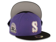 Load image into Gallery viewer, Seattle Mariners New Era MLB 59FIFTY 5950 Fitted Cap Hat Light Purple Crown Black Visor White/Metallic Black/Pink Logo 30th Anniversary Side Patch
