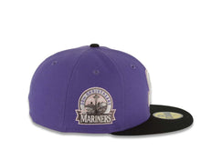 Load image into Gallery viewer, Seattle Mariners New Era MLB 59FIFTY 5950 Fitted Cap Hat Light Purple Crown Black Visor White/Metallic Black/Pink Logo 30th Anniversary Side Patch