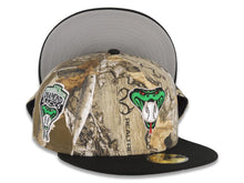 Load image into Gallery viewer, Arizona Diamondbacks New Era MLB 59FIFTY 5950 Fitted Cap Hat Real Tree Edge Camo Crown Black Visor Metallic Green/White Logo 1998 Inaugural Season Side Patch Gray UV