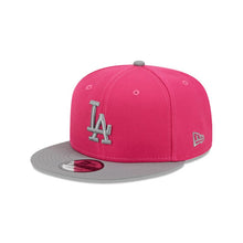 Load image into Gallery viewer, (Youth) Los Angeles Dodgers New Era MLB 9FIFTY 950 Kid Snapback Cap Hat Pink Crown Gray Visor Gray Logo (2-Tone Color Pack)
