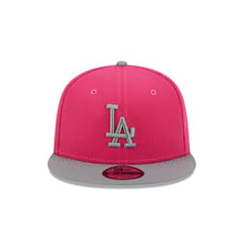 Load image into Gallery viewer, (Youth) Los Angeles Dodgers New Era MLB 9FIFTY 950 Kid Snapback Cap Hat Pink Crown Gray Visor Gray Logo (2-Tone Color Pack)