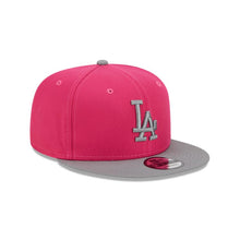 Load image into Gallery viewer, (Youth) Los Angeles Dodgers New Era MLB 9FIFTY 950 Kid Snapback Cap Hat Pink Crown Gray Visor Gray Logo (2-Tone Color Pack)