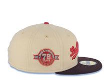 Load image into Gallery viewer, Los Angeles Dodgers New Era MLB 59FIFTY 5950 Fitted Cap Hat Vegas Gold Crown Dark Brown Visor Red Los Dodgers Script Logo 75th Anniversary Side Patch