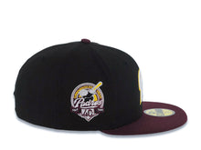 Load image into Gallery viewer, San Diego Padres New Era MLB 59FIFTY 5950 Fitted Cap Hat Black Crown Maroon Visor White/Yellow P Logo 40th Anniversary Side Patch Gray UV