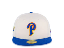 Load image into Gallery viewer, San Diego Padres New Era MLB 59FIFTY 5950 Fitted Cap Hat Cream Crown Royal Blue Visor Royal Blue/Red/Yellow Logo 1998 World Series Side Patch Gray UV