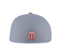 Load image into Gallery viewer, Mexico New Era WBC World Baseball Classic 59FIFTY 5950 Fitted Cap Hat Gray Crown Khaki Visor Metallic Red/Pink/White Gradient Logo Mexico Flag Side Patch