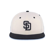 Load image into Gallery viewer, San Diego Padres New Era MLB 59FIFTY 5950 Fitted Cap Hat Cream Crown Black Visor Black/White Logo Batterman Batty Side Patch Gray UV