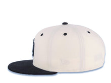 Load image into Gallery viewer, San Diego Padres New Era MLB 59FIFTY 5950 Fitted Cap Hat Cream Crown Black Visor Black/White Logo Batterman Batty Side Patch Gray UV