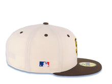 Load image into Gallery viewer, San Diego Padres New Era MLB 59FIFTY 5950 Fitted Cap Hat Cream Crown Brown Visor Brown/Yellow Logo Batterman Batty Side Logo Gray UV