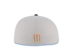 Load image into Gallery viewer, Mexico New Era WBC 59FIFTY 5950 Fitted Cap Hat Stone Crown Black Visor Metallic Black/Gold Staggered Logo Mexico Flag Side Patch Red UV