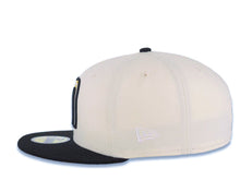 Load image into Gallery viewer, Mexico New Era WBC World Baseball Classic 59FIFTY 5950 Fitted Cap Hat Cream Crown Black Visor Metallic Gold/Black/White Mexico Flag Side Patch Gray UV
