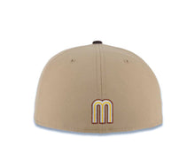 Load image into Gallery viewer, Mexico New Era WBC World Baseball Classic 59FIFTY 5950 Fitted Cap Hat Khaki Crown Dark Brown Visor Cream/Dark Brown/Yellow Logo Mexico Flag Side Patch