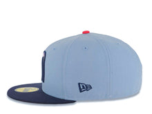 Load image into Gallery viewer, Mexico New Era WBC World Baseball Classic 59FIFTY 5950 Fitted Cap Hat Sky Blue Crown Navy Blue Visor Purple/White/Navy Logo Mexico Flag Side Patch