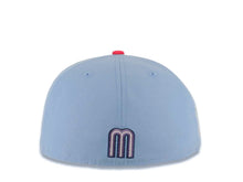 Load image into Gallery viewer, Mexico New Era WBC World Baseball Classic 59FIFTY 5950 Fitted Cap Hat Sky Blue Crown Navy Blue Visor Purple/White/Navy Logo Mexico Flag Side Patch
