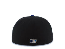 Load image into Gallery viewer, Tampa Bay Rays New Era MLB 59FIFTY 5950 Fitted Cap Hat Black Crown Navy Visor Glow White/Yellow Logo Tropicana Field Stadium Side Patch Sky Blue UV