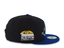 Load image into Gallery viewer, Tampa Bay Rays New Era MLB 59FIFTY 5950 Fitted Cap Hat Black Crown Navy Visor Glow White/Yellow Logo Tropicana Field Stadium Side Patch Sky Blue UV