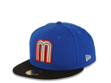 Load image into Gallery viewer, Mexico New Era WBC World Baseball Classic 59FIFTY 5950 Fitted Cap Hat Royal Blue Crown Black Visor Team Color Logo Mexico Flag Side Patch