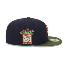 Load image into Gallery viewer, Chicago White Sox New Era MLB 59FIFTY 5950 Fitted Life Style Sprouted Cap Hat Navy Blue Crown Olive Visor Red/White Logo 95th Anniversary Side Patch