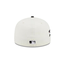 Load image into Gallery viewer, Seattle Mariners New Era MLB 59FIFTY 5950 Fitted Wildlife Cap Hat Cream Crown Black Visor Metallic Black Logo Whale Side Patch