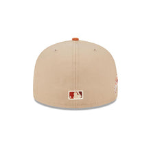 Load image into Gallery viewer, Houston Astros New Era MLB 59FIFTY 5950 Fitted Wildlife Cap Hat Wheat Crown Dark Orange Visor White/Metallic Orange Logo Turtle Side Patch