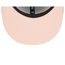 Load image into Gallery viewer, Atlanta Braves New Era MLB 59FIFTY 5950 Fitted Wildlife Cap Hat Wheat Crown Dark Orange Visor Orange Axe Logo Turtle Side Patch Peach UV