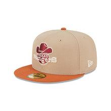 Load image into Gallery viewer, Texas Rangers New Era MLB 59FIFTY 5950 Fitted Wildlife Cap Hat Wheat Crown Dark Orange Visor White/Red Logo Turtle Side Patch