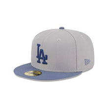 Load image into Gallery viewer, Los Angeles Dodgers New Era MLB 59FIFTY 5950 Fitted Wildlife Cap Hat Gray Crown Dark Sky Blue Visor Dark Blue Logo Shark Side Patch