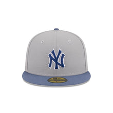 Load image into Gallery viewer, New York Yankees New Era MLB 59FIFTY 5950 Fitted Wildlife Cap Hat Gray Crown Dark Sky Blue Visor Dark Blue Logo Shark Side Patch