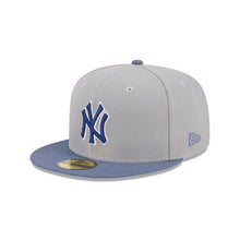 Load image into Gallery viewer, New York Yankees New Era MLB 59FIFTY 5950 Fitted Wildlife Cap Hat Gray Crown Dark Sky Blue Visor Dark Blue Logo Shark Side Patch