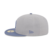 Load image into Gallery viewer, New York Yankees New Era MLB 59FIFTY 5950 Fitted Wildlife Cap Hat Gray Crown Dark Sky Blue Visor Dark Blue Logo Shark Side Patch