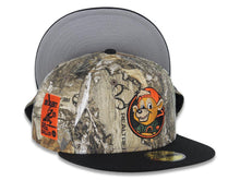 Load image into Gallery viewer, Chicago Cubs New Era MLB 59FIFTY 5950 Fitted Cap Hat Real Tree Edge Camo Crown Black Visor Dark Brown/Orange Logo Be Alert For Foul Balls Side Patch