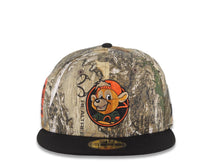 Load image into Gallery viewer, Chicago Cubs New Era MLB 59FIFTY 5950 Fitted Cap Hat Real Tree Edge Camo Crown Black Visor Dark Brown/Orange Logo Be Alert For Foul Balls Side Patch