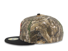 Load image into Gallery viewer, Chicago Cubs New Era MLB 59FIFTY 5950 Fitted Cap Hat Real Tree Edge Camo Crown Black Visor Dark Brown/Orange Logo Be Alert For Foul Balls Side Patch