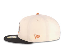 Load image into Gallery viewer, San Diego Padres New Era MLB 59FIFTY 5950 Fitted Cap Hat Cream Crown Black Visor Metallic Brown/Gold Cooperstown Logo 1984 World Series Side Patch