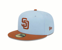 Load image into Gallery viewer, San Diego Padres New Era MLB 59FIFTY 5950 Fitted Cap Hat Sky Blue Crown Dark Orange Visor Dark Orange Logo (2-Tone Color Pack)