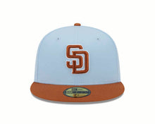Load image into Gallery viewer, San Diego Padres New Era MLB 59FIFTY 5950 Fitted Cap Hat Sky Blue Crown Dark Orange Visor Dark Orange Logo (2-Tone Color Pack)