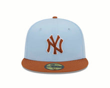 Load image into Gallery viewer, New York Yankees New Era MLB 59FIFTY 5950 Fitted Cap Hat Sky Blue Crown Dark Orange Visor Dark Orange Logo (2-Tone Color Pack)